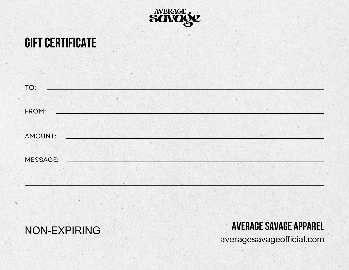 Average Savage Apparel Gift Cards