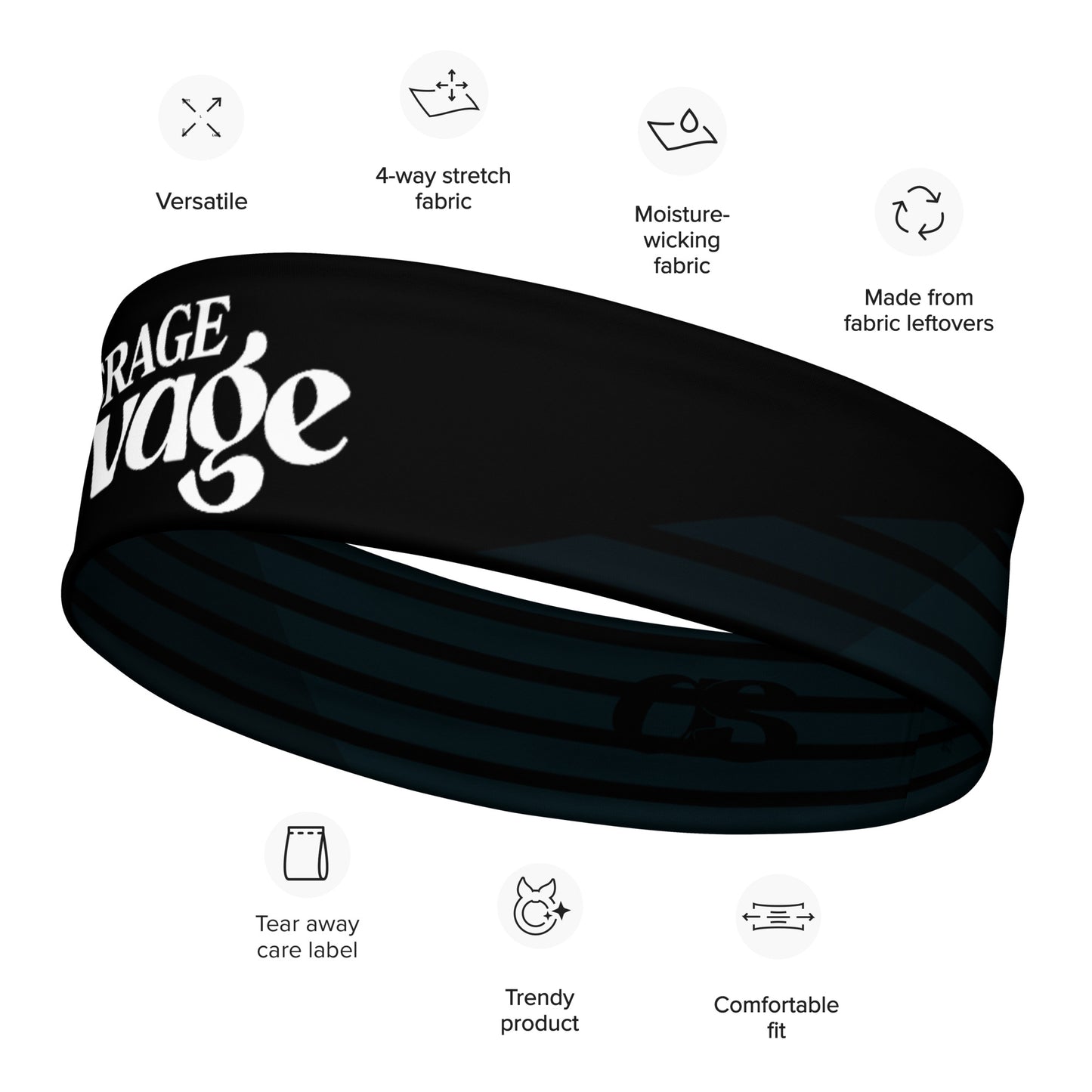 Unisex Solid Black Design Headband