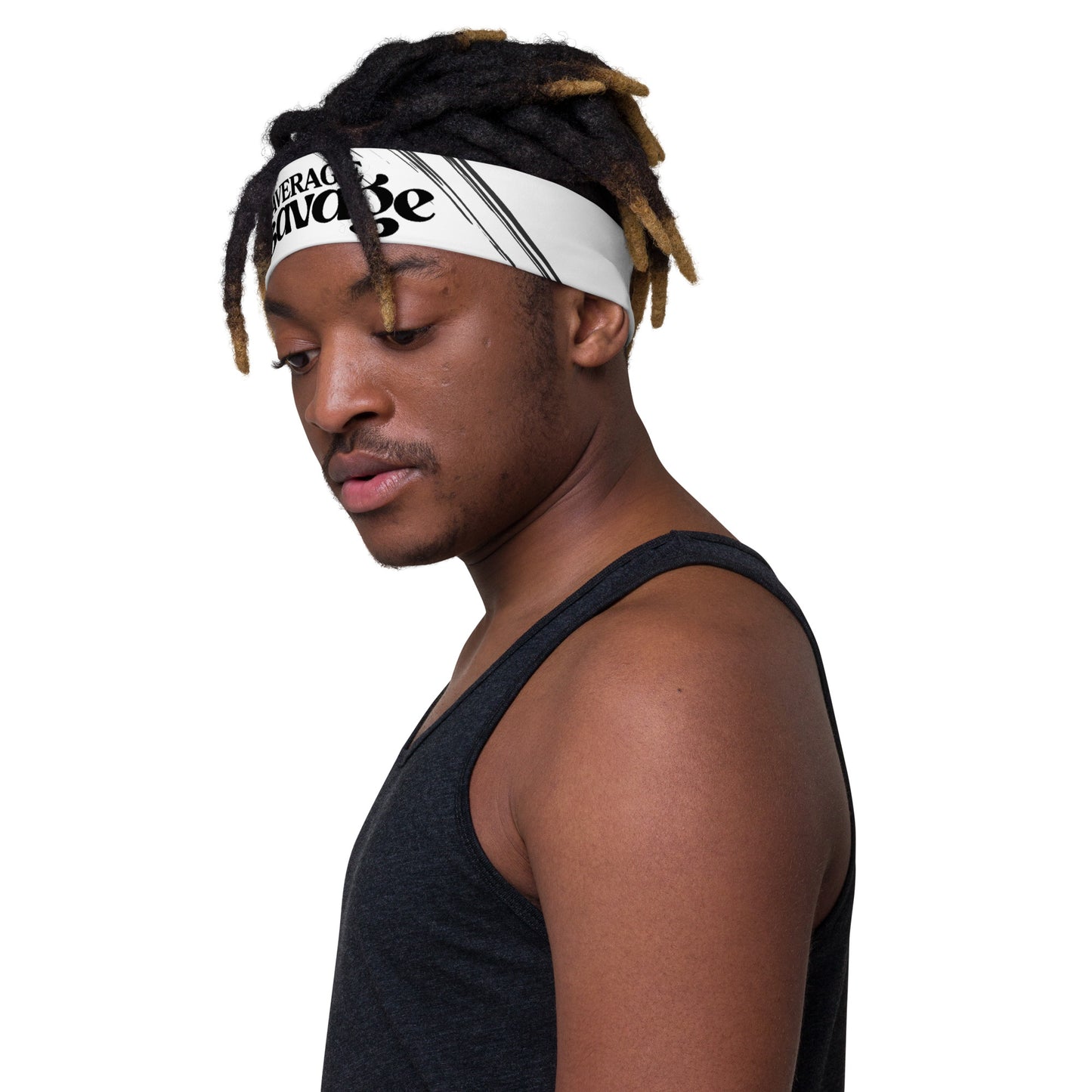 Unisex White w/ Black Stripe Headband