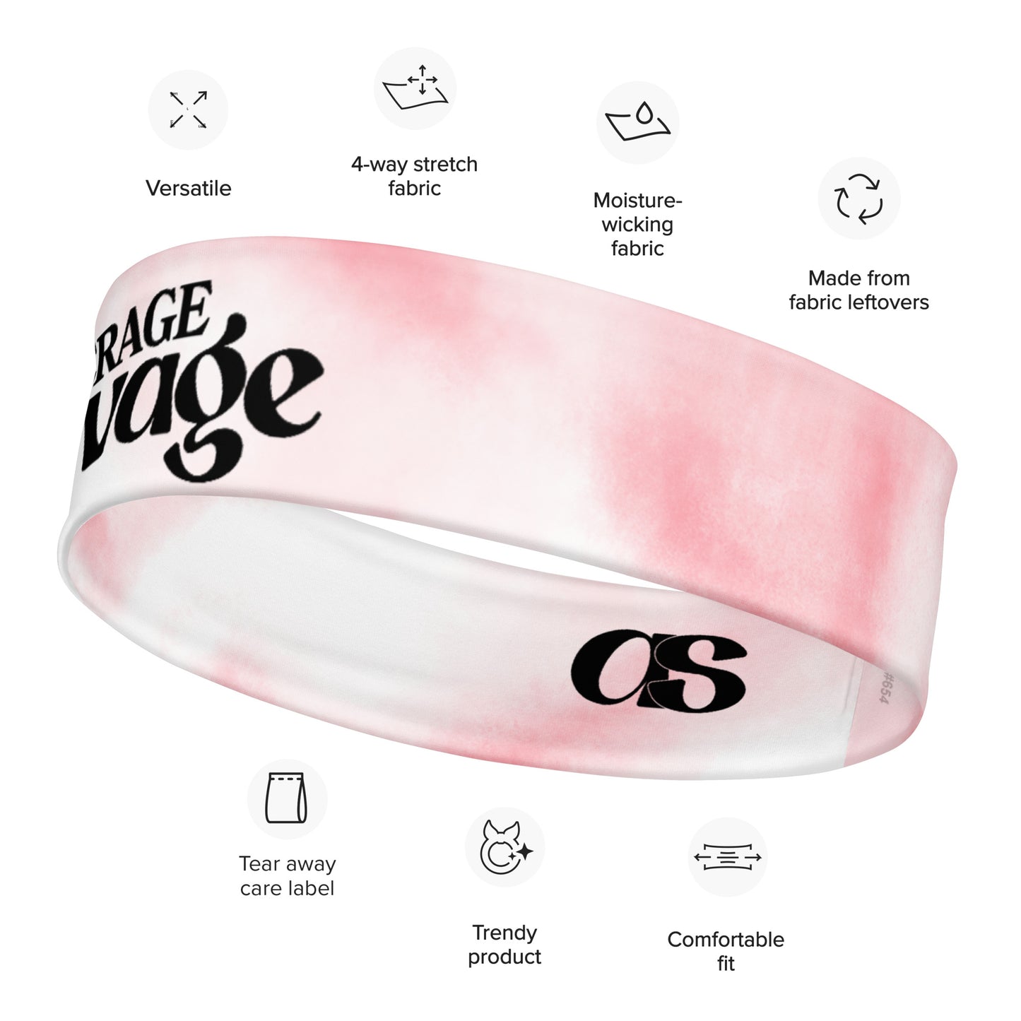 Unisex White w/ Pink Design Headband