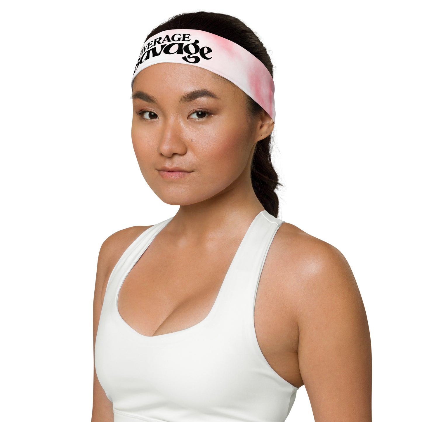 Unisex White w/ Pink Design Headband