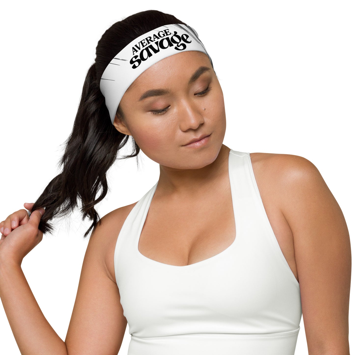 Unisex White w/ Black Stripe Headband